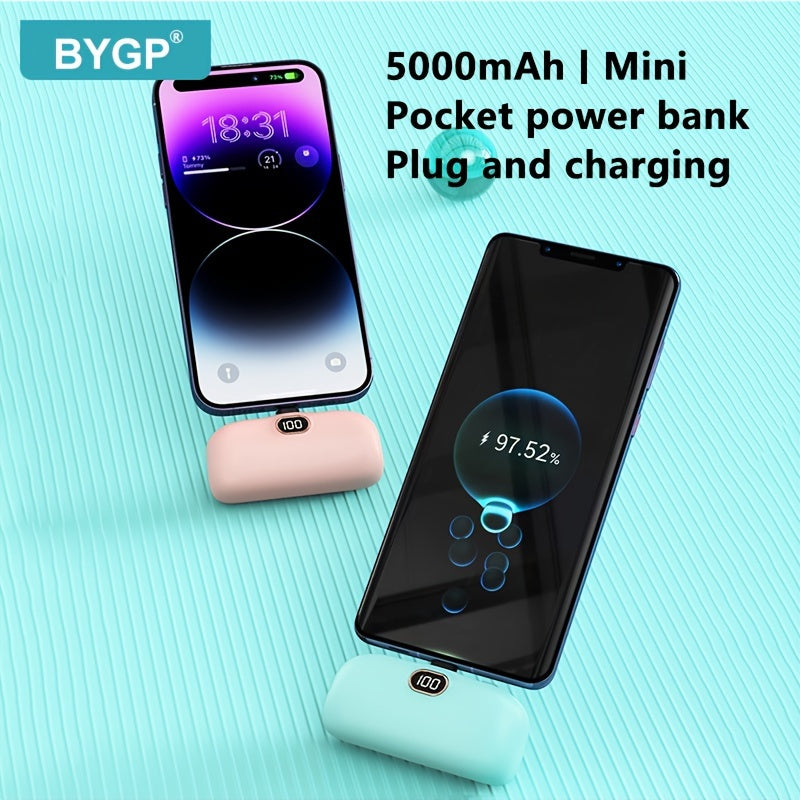 BYGP 5000mAh Mini Portable Charger, Ultra-Compact Battery Pack Travel Portable Phone Charger Compatible For IPhone 15/14/13/12 Pro Max/iPad Pro/Samsung Android Etc, Emergency Power Pocket Charging Bank, USB Phone Backup Batte
