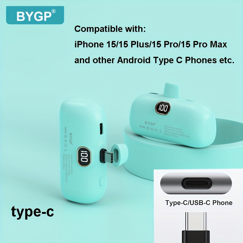BYGP 5000mAh Mini Portable Charger, Ultra-Compact Battery Pack Travel Portable Phone Charger Compatible For IPhone 15/14/13/12 Pro Max/iPad Pro/Samsung Android Etc, Emergency Power Pocket Charging Bank, USB Phone Backup Batte