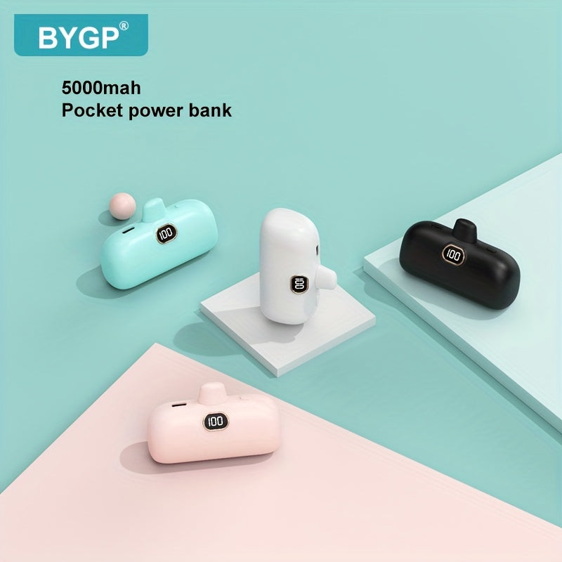 BYGP 5000mAh Mini Portable Charger, Ultra-Compact Battery Pack Travel Portable Phone Charger Compatible For IPhone 15/14/13/12 Pro Max/iPad Pro/Samsung Android Etc, Emergency Power Pocket Charging Bank, USB Phone Backup Batte