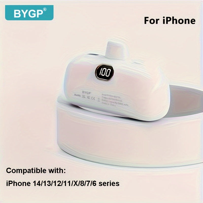 BYGP 5000mAh Mini Portable Charger, Ultra-Compact Battery Pack Travel Portable Phone Charger Compatible For IPhone 15/14/13/12 Pro Max/iPad Pro/Samsung Android Etc, Emergency Power Pocket Charging Bank, USB Phone Backup Batte