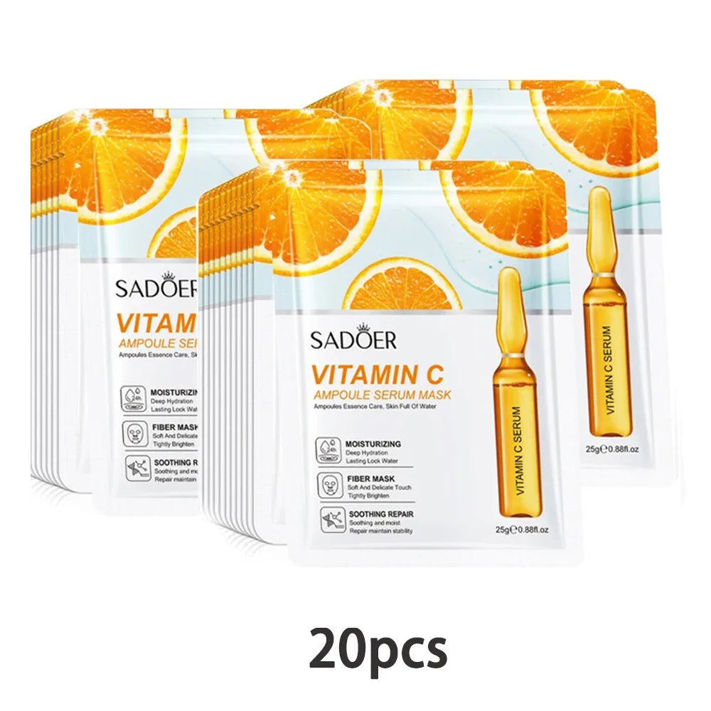 10/20/30pcs 24K Gold Vitamin C Hyaluronic Acid Face Mask Facial Moisturizing Firming Hydrating Facial Masks Skin Care Products