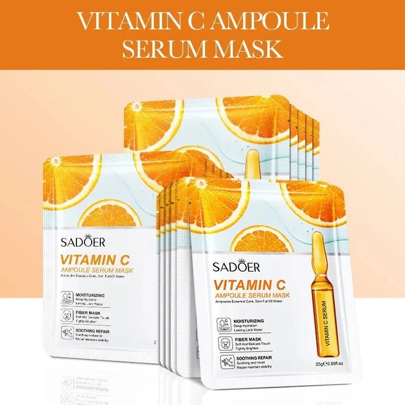 10/20/30pcs 24K Gold Vitamin C Hyaluronic Acid Face Mask Facial Moisturizing Firming Hydrating Facial Masks Skin Care Products