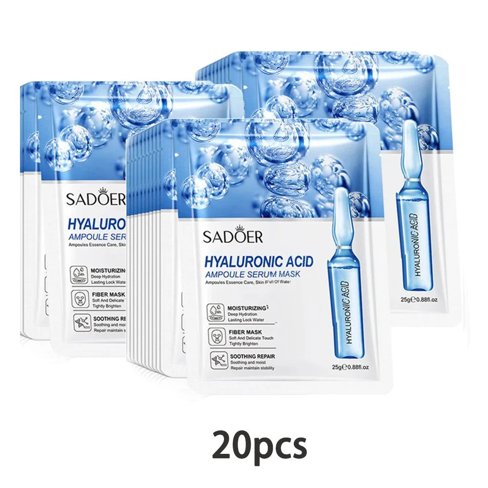 10/20/30pcs 24K Gold Vitamin C Hyaluronic Acid Face Mask Facial Moisturizing Firming Hydrating Facial Masks Skin Care Products