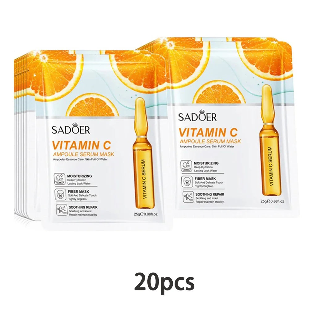 10/20/30pcs 24K Gold Vitamin C Hyaluronic Acid Face Mask Facial Moisturizing Firming Hydrating Facial Masks Skin Care Products