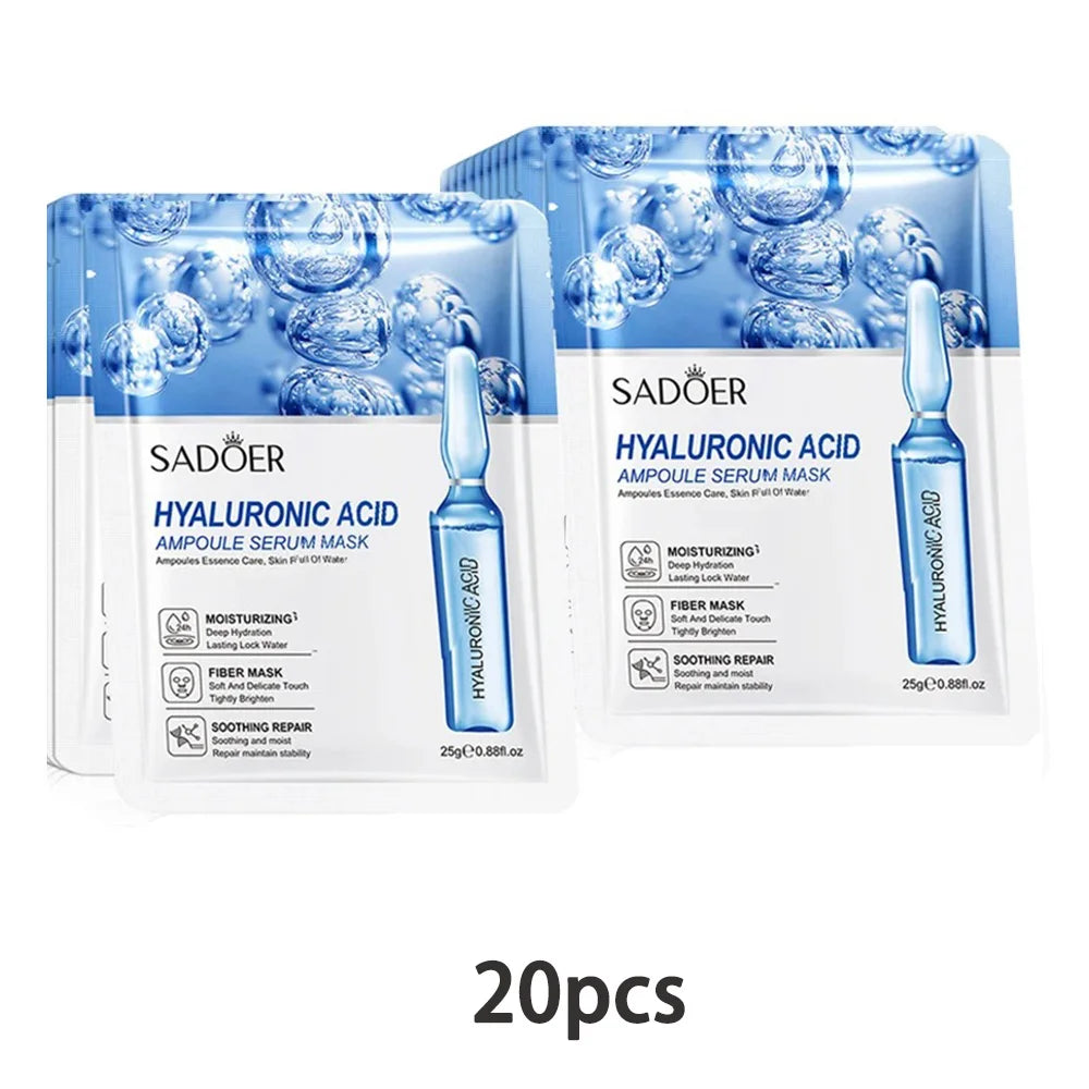 10/20/30pcs 24K Gold Vitamin C Hyaluronic Acid Face Mask Facial Moisturizing Firming Hydrating Facial Masks Skin Care Products