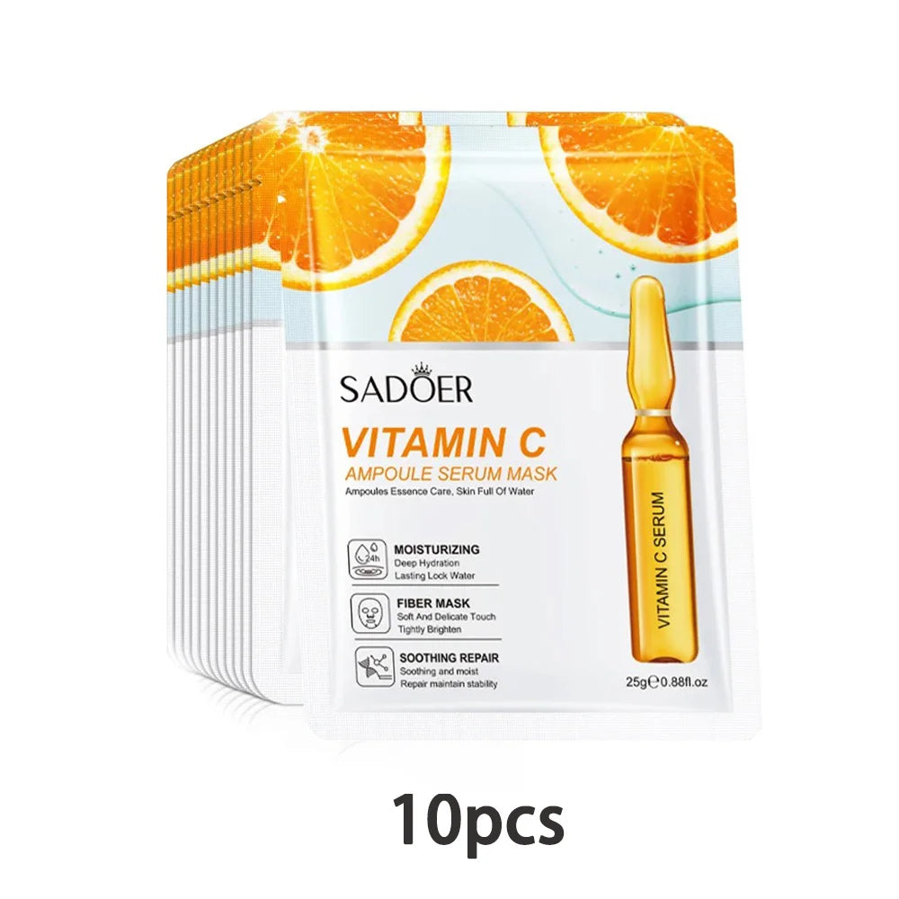 10/20/30pcs 24K Gold Vitamin C Hyaluronic Acid Face Mask Facial Moisturizing Firming Hydrating Facial Masks Skin Care Products