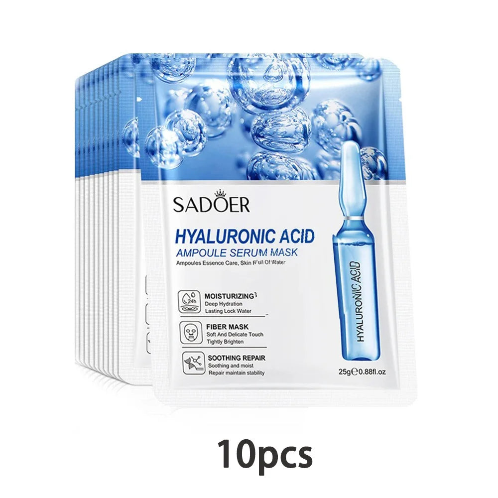 10/20/30pcs 24K Gold Vitamin C Hyaluronic Acid Face Mask Facial Moisturizing Firming Hydrating Facial Masks Skin Care Products