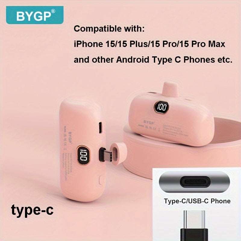 BYGP 5000mAh Mini Portable Charger, Ultra-Compact Battery Pack Travel Portable Phone Charger Compatible For IPhone 15/14/13/12 Pro Max/iPad Pro/Samsung Android Etc, Emergency Power Pocket Charging Bank, USB Phone Backup Batte