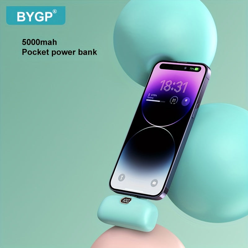 BYGP 5000mAh Mini Portable Charger, Ultra-Compact Battery Pack Travel Portable Phone Charger Compatible For IPhone 15/14/13/12 Pro Max/iPad Pro/Samsung Android Etc, Emergency Power Pocket Charging Bank, USB Phone Backup Batte