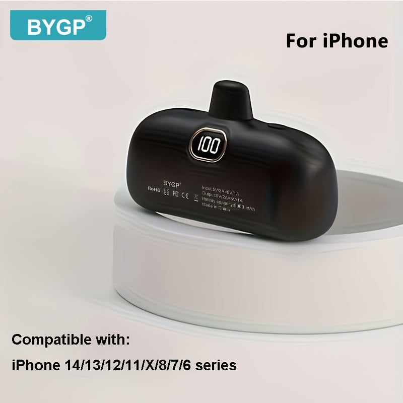 BYGP 5000mAh Mini Portable Charger, Ultra-Compact Battery Pack Travel Portable Phone Charger Compatible For IPhone 15/14/13/12 Pro Max/iPad Pro/Samsung Android Etc, Emergency Power Pocket Charging Bank, USB Phone Backup Batte
